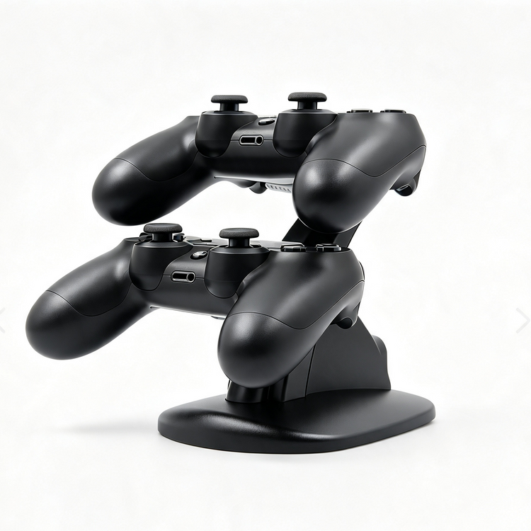 Ejemplo de uso de la base con dos controles PS4. Los controles no están incluidos.